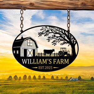 Custom Metal Farm Sign, Personalized Cow Farm Sign, Farmville sign, Barn Sign, Farmer Gift, Farmhouse Decor, Personalized Farm Name Sign