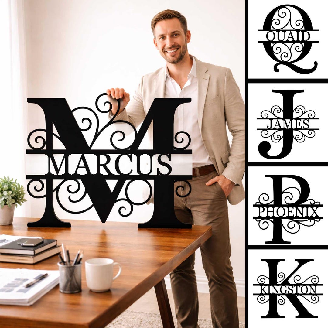Personalized Monogram Letter Metal Wall Art: Custom Family Name Sign - Etsy