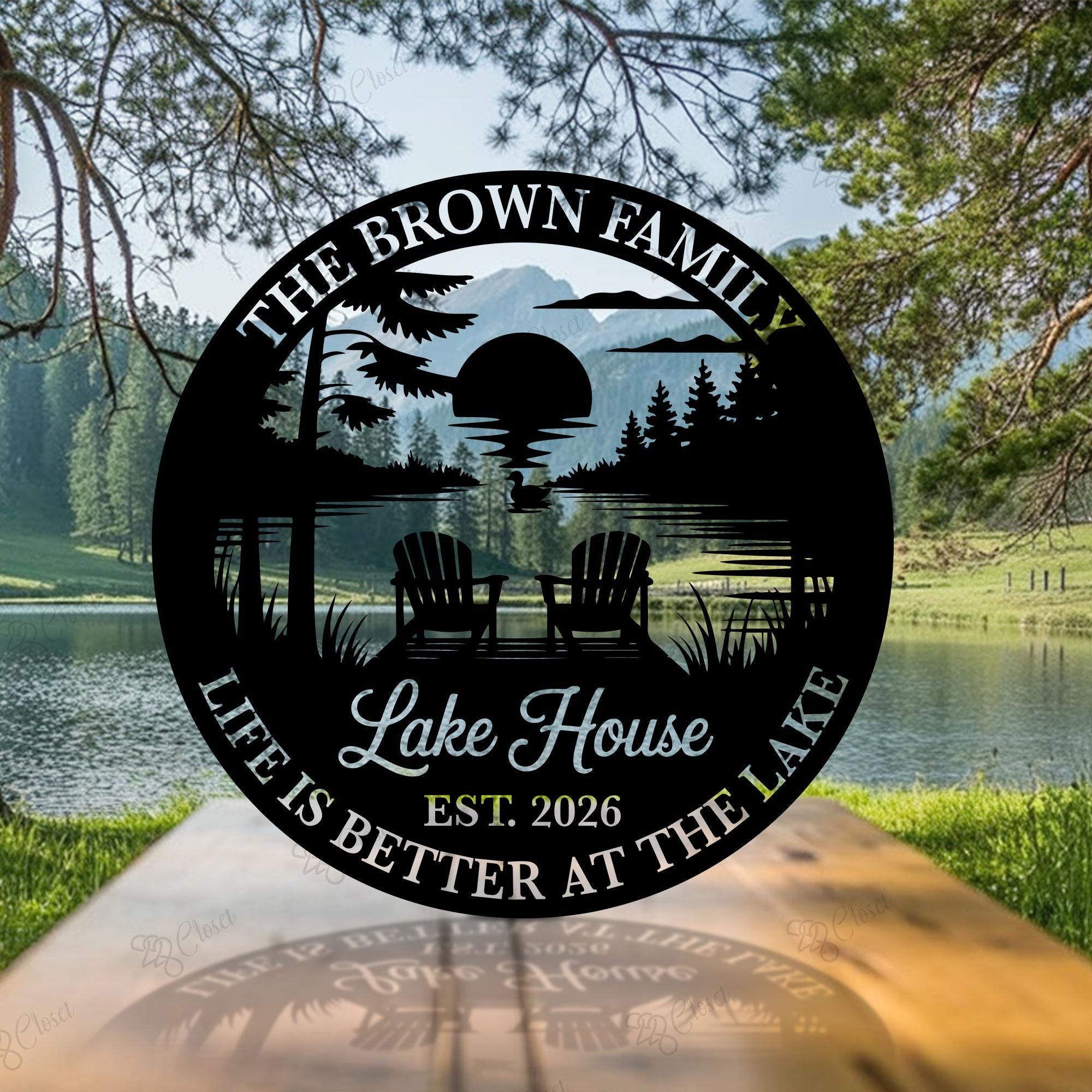 Custom Lake House Metal Sign: Personalized Lakeside Cabin Decor With ...