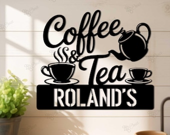 Custom Coffee and Tea Bar Sign,Coffee Station Sign,Coffee Corner Sign,Kitchen Decor,Coffee Home Decor, Bar Decor