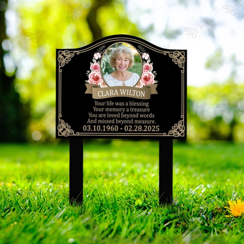 Personalized Memorial Photo Sign, Photo Remembrance Yard Sign, Memorial ...