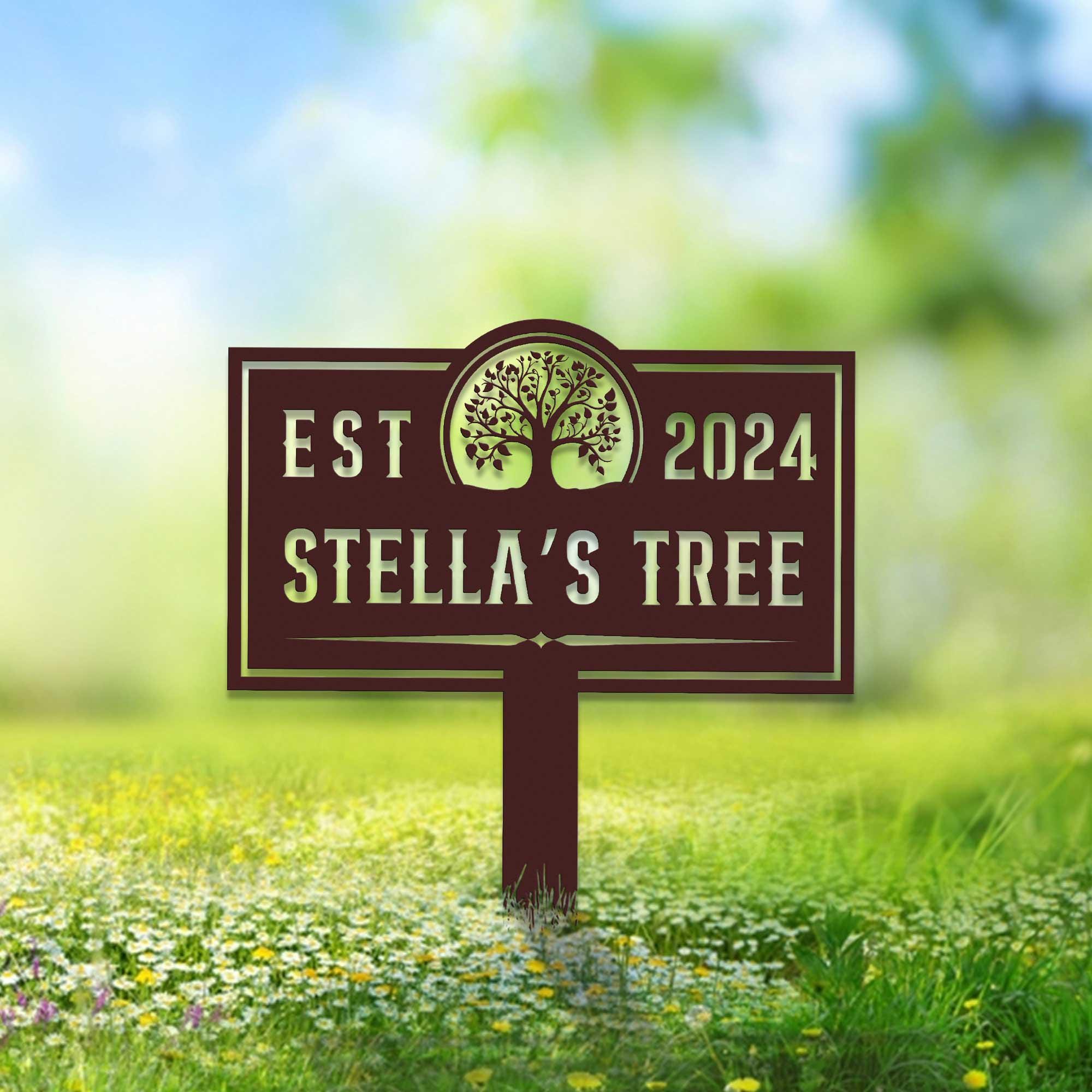 Custom Memorial Tree Sign With Stake,personalized Tree Metal Garden ...