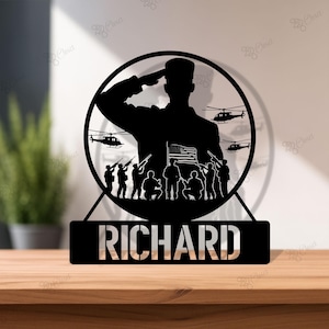 Custom Military Home Decor,Military Soldier Sign,Military Tribute Wall Decor,Soldier Silhouette Sign,Gift for Veteran,Soldier Gift
