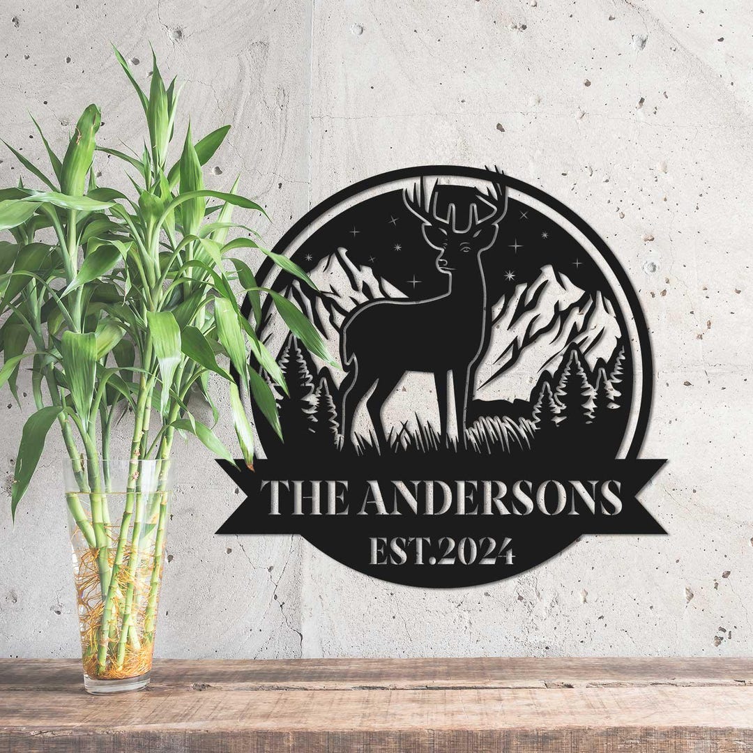 Custom Deer Metal Farm Sign, Metal Cabin Sign, Personalized Family Name ...