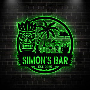 Personalized Tiki Bar Sign, Carved Wood Tiki Lounge Decor, Backyard Decor, Beach House Tiki Decor, Pool Sign Bar Sign