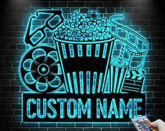Personalized Cinema Home Decor,Home Theater Metal Sign,  Movie Room Wall Decor, Home Movie Bar Decor,Film Lover Theater Gift