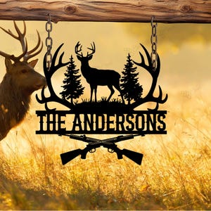 Custom Hunting Metal Sign, Deer Hunting Sign, Personalized Hunter Name Sign, Cabin Decor, Man cave Sign, Hunter Gift, Outdoor Decor