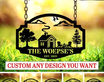 Custom Farm Name Sign,Farmhouse Metal Sign,Personalized Ranch Sign, Custom Cabin Metal Sign, Lakehouse Sign,Hunting Cabin Metal Sign,