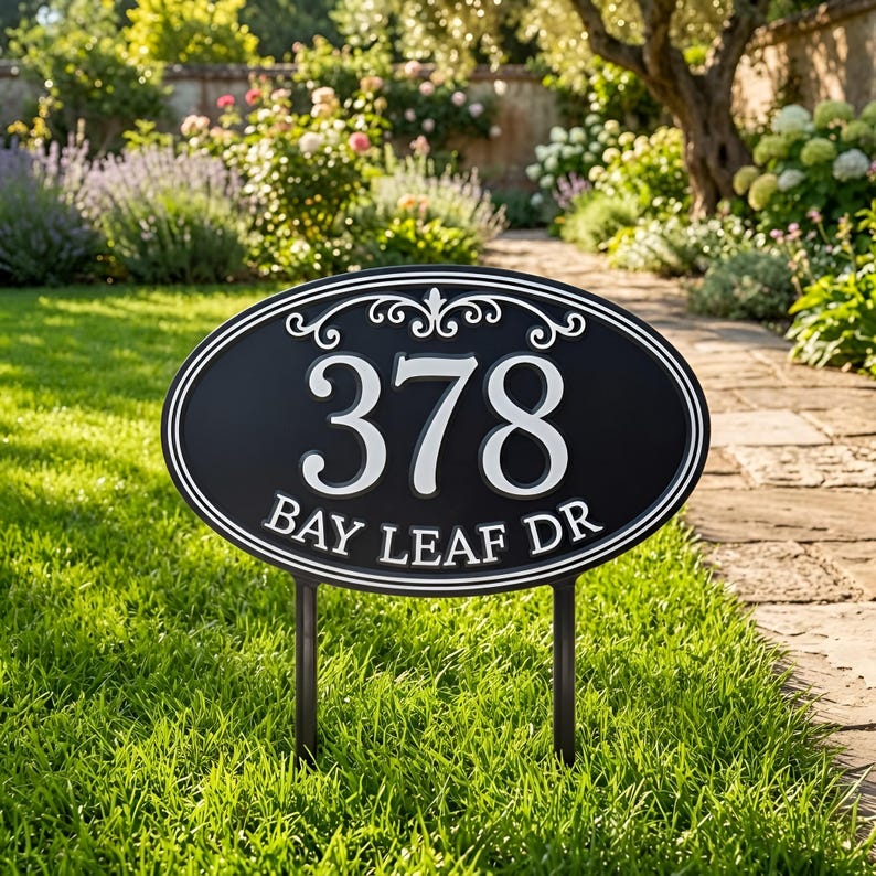 Personalized Address Yard Sign, Custom House Number Sign, Street Name ...