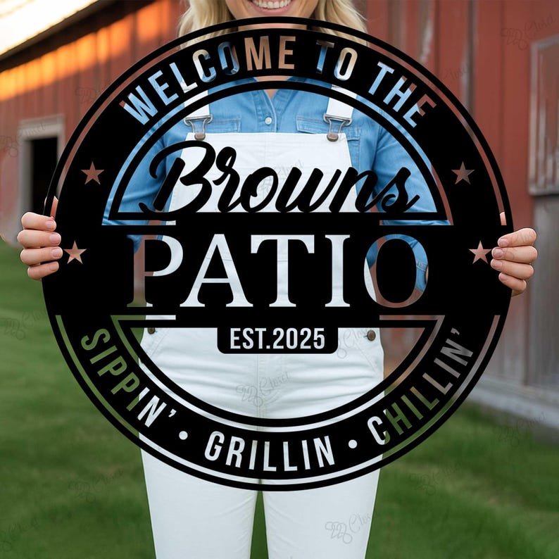 Custom Patio Metal Sign, Patio Lounge Sign, Personalized Family Name ...
