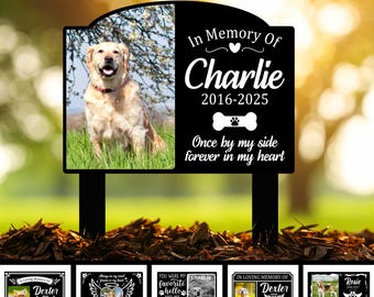 Personalized Dog/ Cat Photo Memorial Sign, Dog Memorial Plaque, Pet Loss Sympathy Gift, Pet Grave Marker with Photo, Garden Decor