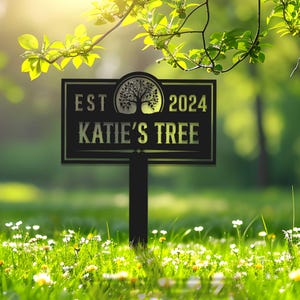 Custom Memorial Tree Sign With Stake,Personalized Tree Metal Garden Marker,Tree Garden Sign,Tree Plaque Marker,Metal Name Plate,Tree Decor