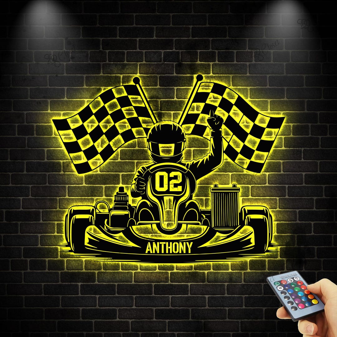 Go Go Go Racing Sign Custom Go Kart Racing Metal Sign With Led Light, Racer Gift, Kart ...