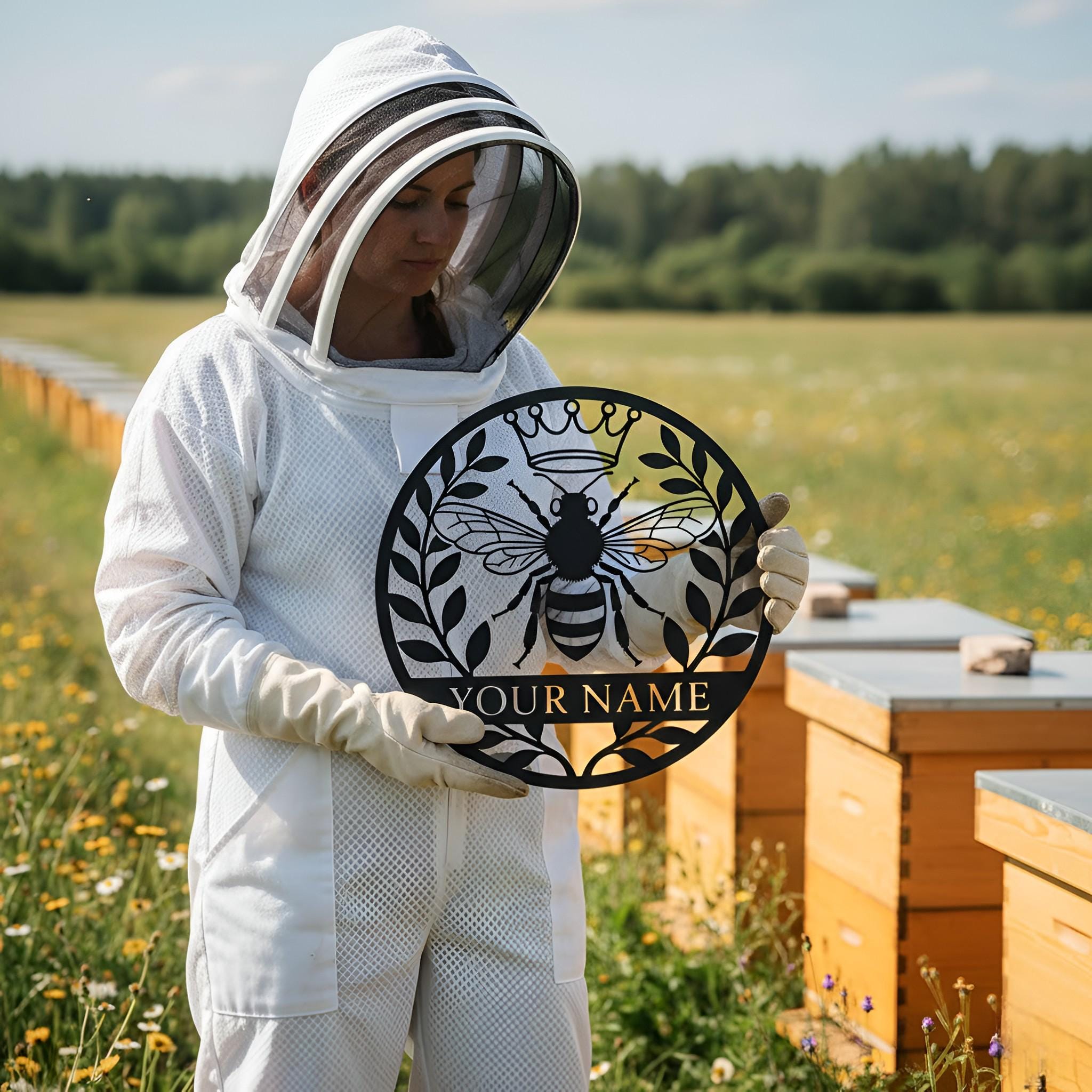 Custom Bee Apiary Name Metal Sign: Personalized Honey Bee Farm Decor - Etsy