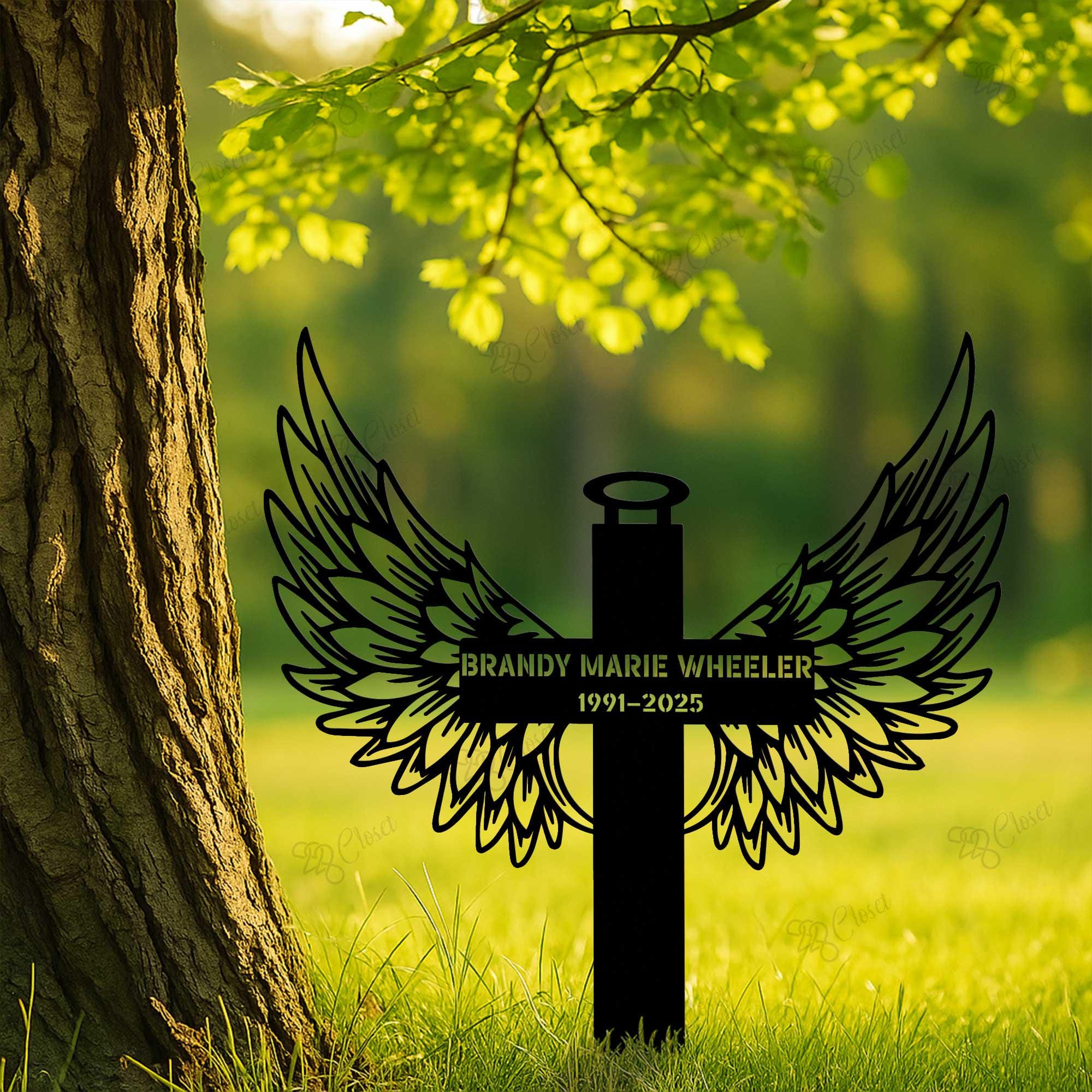 Custom Metal Cross Memorial Stake, Personalized Grave Marker, Memorial ...
