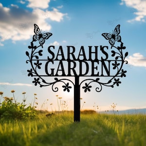 Custom Butterfly Metal Garden Decor,Butterfly Garden Name Sign,Metal Yard Art, Butterfly Home Garden Decor,  Outdoor Sign,New Home Gift