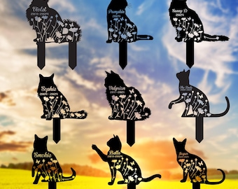 Customized Cat Memorial Stake, Metal Stake, Cat Grave Marker, Cat Memorial Gifts, Cat Lover Gift, Pet Loss Gift, Remembrance Stake