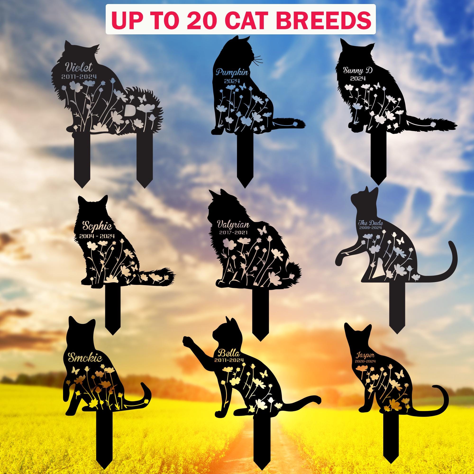 Customized Cat Memorial Stake, Metal Stake, Cat Grave Marker, Cat Memorial Gifts, Cat Lover Gift, Pet Loss Gift, Remembrance Stake