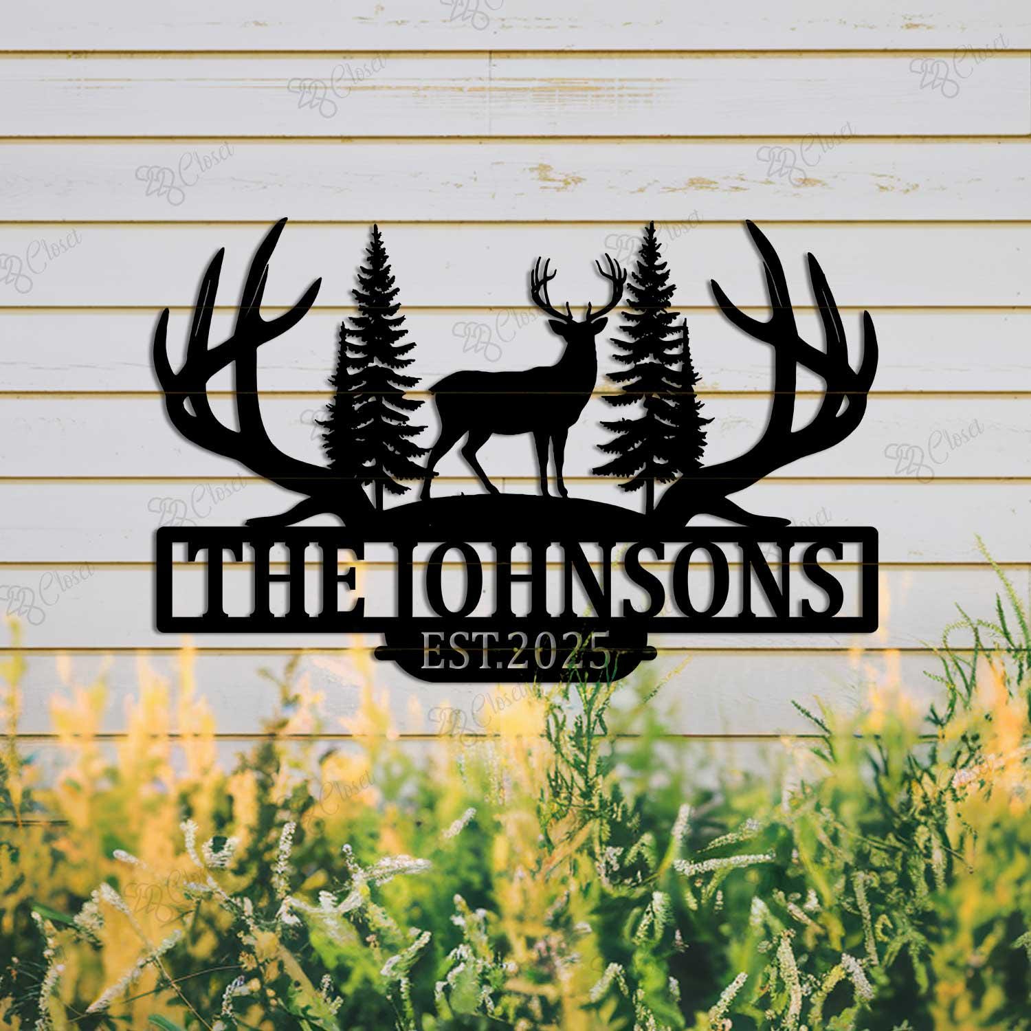 Custom Hunting Family Metal Sign, Deer Hunting Sign, Personalized Hunter Name Sign, Cabin Decor, Man cave Sign, Hunter Gift, Outdoor Decor