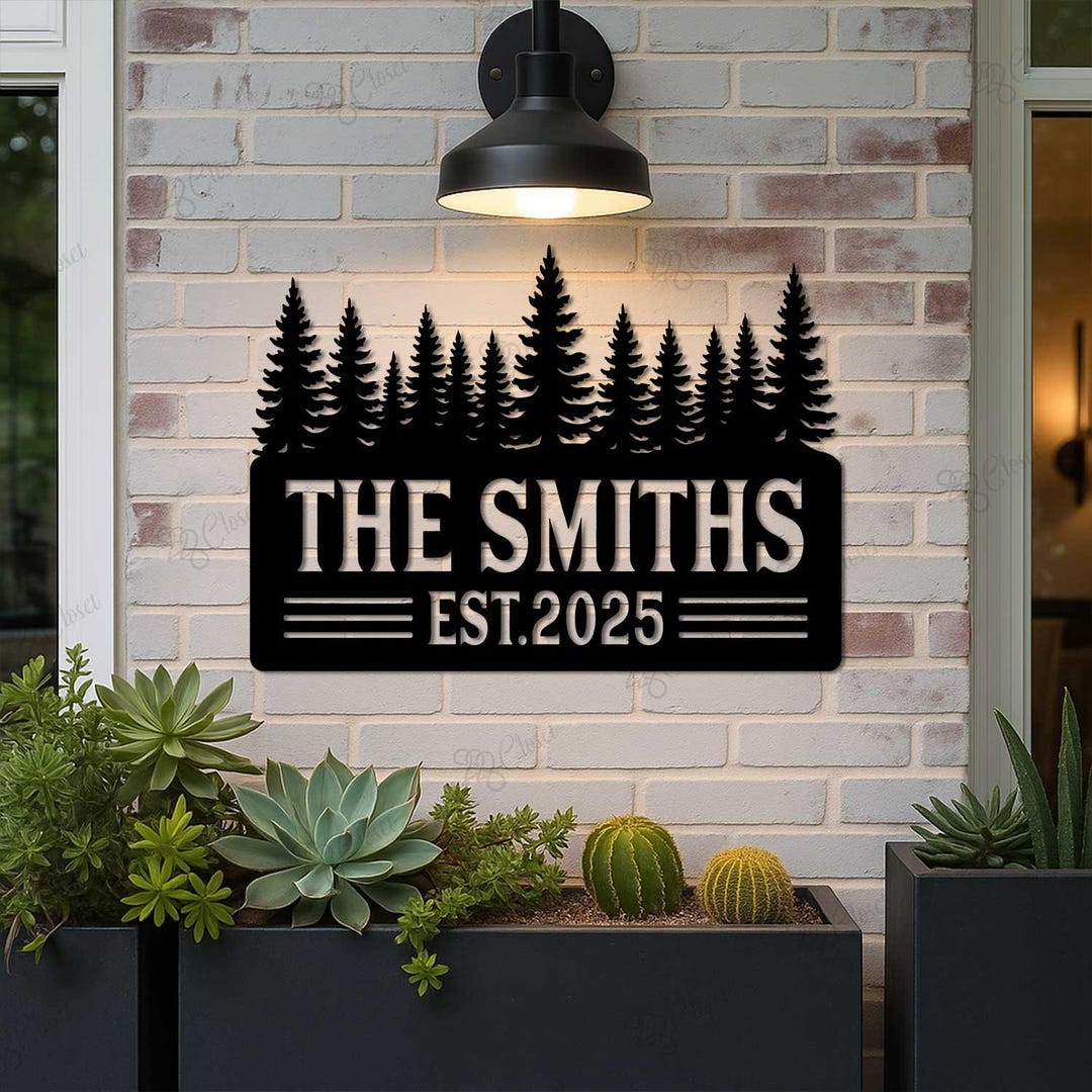 Custom Tree Signage Custom Trees Outdoor Cabin Decor, Pine Forest Outdoor Decor,tree Family ...