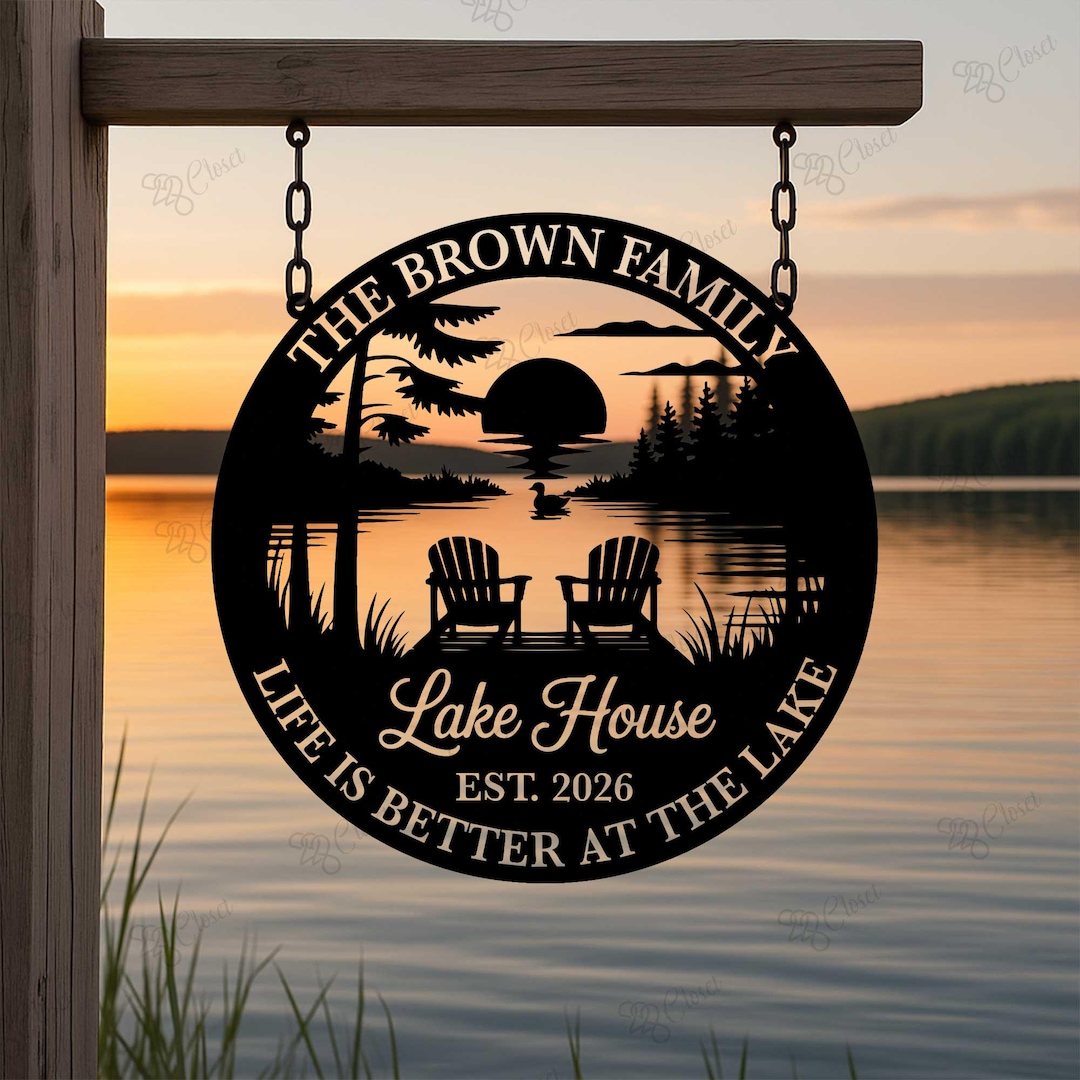 Custom Lake House Metal Sign: Personalized Lakeside Cabin Decor With ...