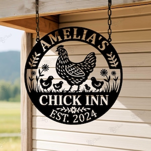 Enseigne personnalisée pour poulailler, décoration de ferme en métal poules et poussins, enseigne de poulailler, plaque de poulailler en métal, enseigne de poulailler
