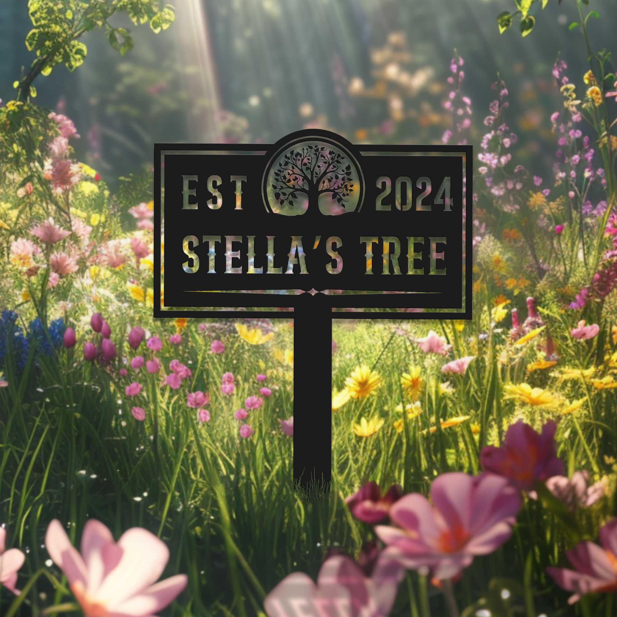 Custom Memorial Tree Sign With Stake,personalized Tree Metal Garden ...