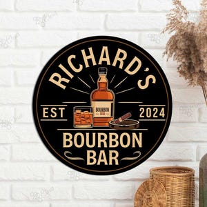Custom Bourbon Cigar Metal Wall Art LED Light, Cocktail Wine Bar Metal Sign, Whiskey Smoke Sign, Home Bar Decor, Pub Decor, Man Cave Sign