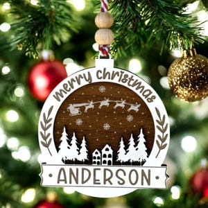Adorno navideño personalizado, decoración de año nuevo, decoración navideña, adorno láser personalizable, idea de regalo navideño familiar, adorno para árbol