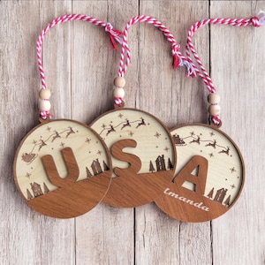Adorno de letras, decoración personalizada, regalo personalizado, regalo de Navidad grabado, regalo familiar, regalo de Año Nuevo para su empleado, recuerdo de Navidad, regalo de mamá