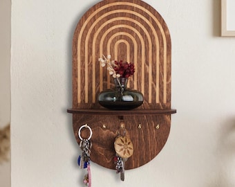 Portachiavi Da Parete In Legno Con Ripiano, 7 Ganci, 2 Cassette Postali E Lavagna – Bianco, Organizzatore Per Ingresso
