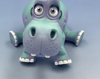 Hippo Figurine - Flexible Joints & Wide-Open Mouth Fan Art by Flexi Factory