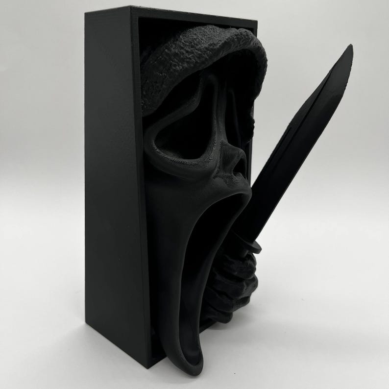 Ghost Face Book Nook - Matte Black Horror Shelf Insert image 4