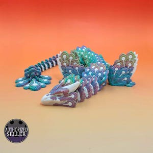 Peacock Winged Dragon  – Articulated 3D Printed Fantasy Figurine