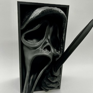 Ghost Face Book Nook - Matte Black Horror Shelf Insert image 2
