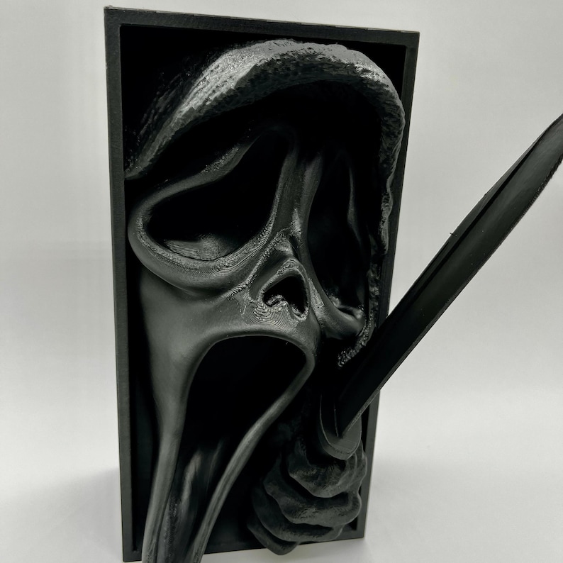 Ghost Face Book Nook - Matte Black Horror Shelf Insert image 2
