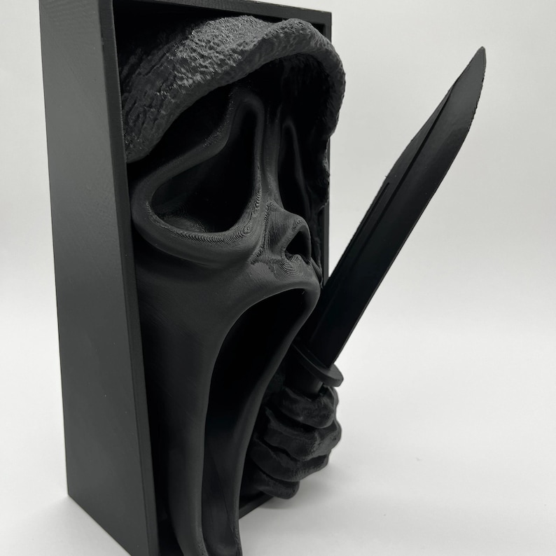 Ghost Face Book Nook - Matte Black Horror Shelf Insert image 6