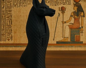 Anubis Sculpture • 3D-Printed Ancient Egypt Decor • Matte Black Symbolic Statue for Mystic Home Styling