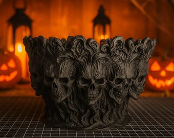 Bone Tree Bowl - Matte Charcoal Black Skull Vine Centerpiece