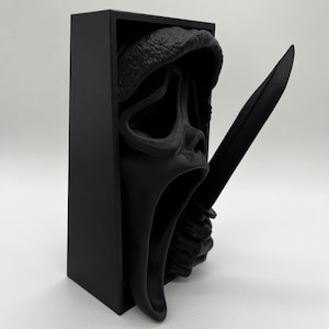 Ghost Face Book Nook - Matte Black Horror Shelf Insert image 5