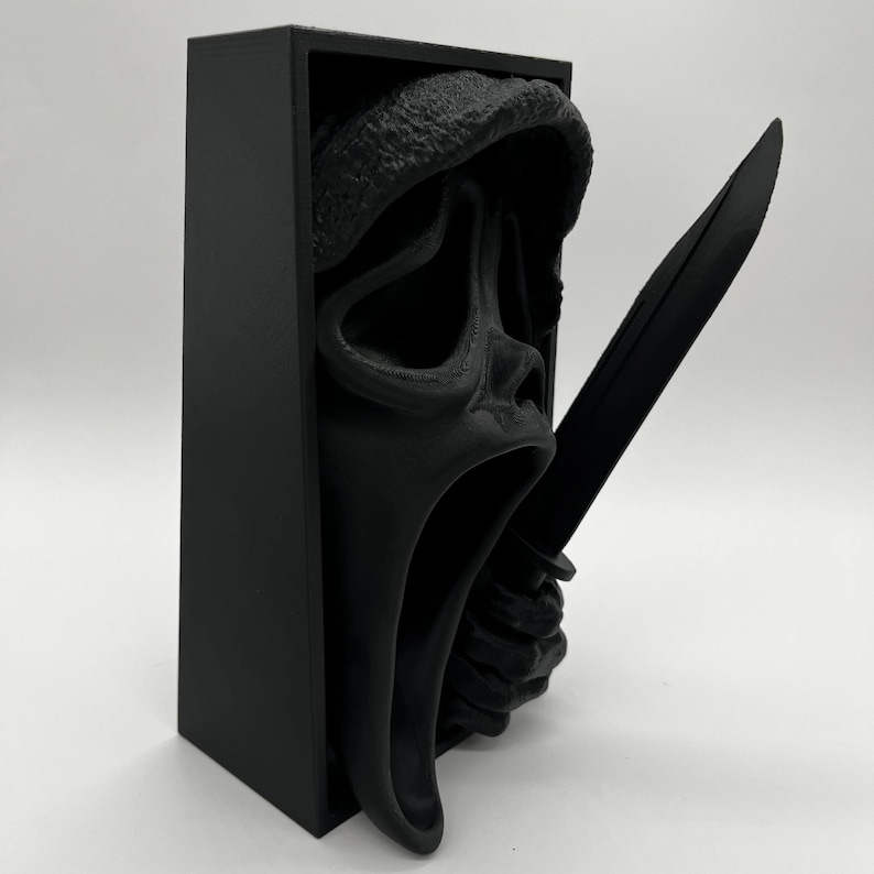 Ghost Face Book Nook - Matte Black Horror Shelf Insert image 5