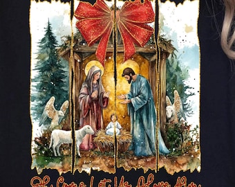 Preppy Christian Nativity Scene PNG, Jesus Christmas PNG, Hand Drawn Nativity Coquette Png, Greatest Gift of All Png, Distressed Christmas