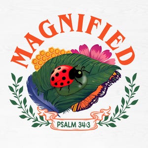 Magnified Vacation Bible School Png, VBS 2025 Png, Bible Verse Png, Bible Summer Camp Png, Christian Png, Psalm 34:3, Bible Camp Shirt Png