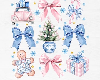 Coquette Chinoiserie Christmas PNG, Christmas Png, Christmas Toile Png, Grandmillenial Christmas Png, Preppy Christmas Png, Christmas BowPng
