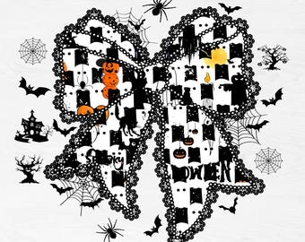 Lace Spooky Bow PNG, Lace Halloween Png, Ghost Png, Coquette Halloween Png, Preppy Spooky Season Png, Halloween Bow Shirt Png, Lace Bow Png