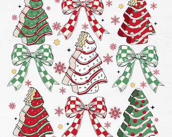 Coquette Christmas Tree Cake Png, Christmas Bow Checkered Png, Christmas Tree Png, Tree Cake Bow Png, Christmas Png, Girly Christmas Png