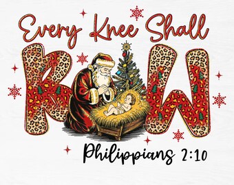 Toda rodilla se doblará PNG, Belén PNG, Navidad religiosa PNG, Papá Noel navideño PNG, Navidad PNG, Papá Noel arrodillado PNG, Niño Jesús PNG