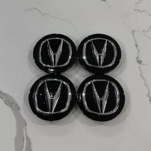 4X ACURA Black-Chrome Wheel Center Hub Caps logo Emblem 69MM/2.71"