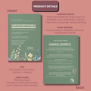 Funny journal for women custom notebook self care gift fuck it divorce gift for her journal prompt therapy gift personalized floral journal image 9