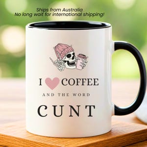 Funny Skull Coffee Mug Swear Word Gift for Her Cuss Word Quote Cup Bold Inappropriate Swear Mug Adult Humor Present for Women Badass Decor
